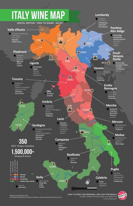 MAP OF ITALIAN WINE REGIONS